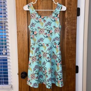 Light blue floral skater dress